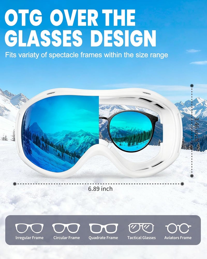 AVV Store Ski Goggles UV Protection, Anti-Fog Snowboard Snow Goggles OTG for Men Women Adults & Youths - Image 2